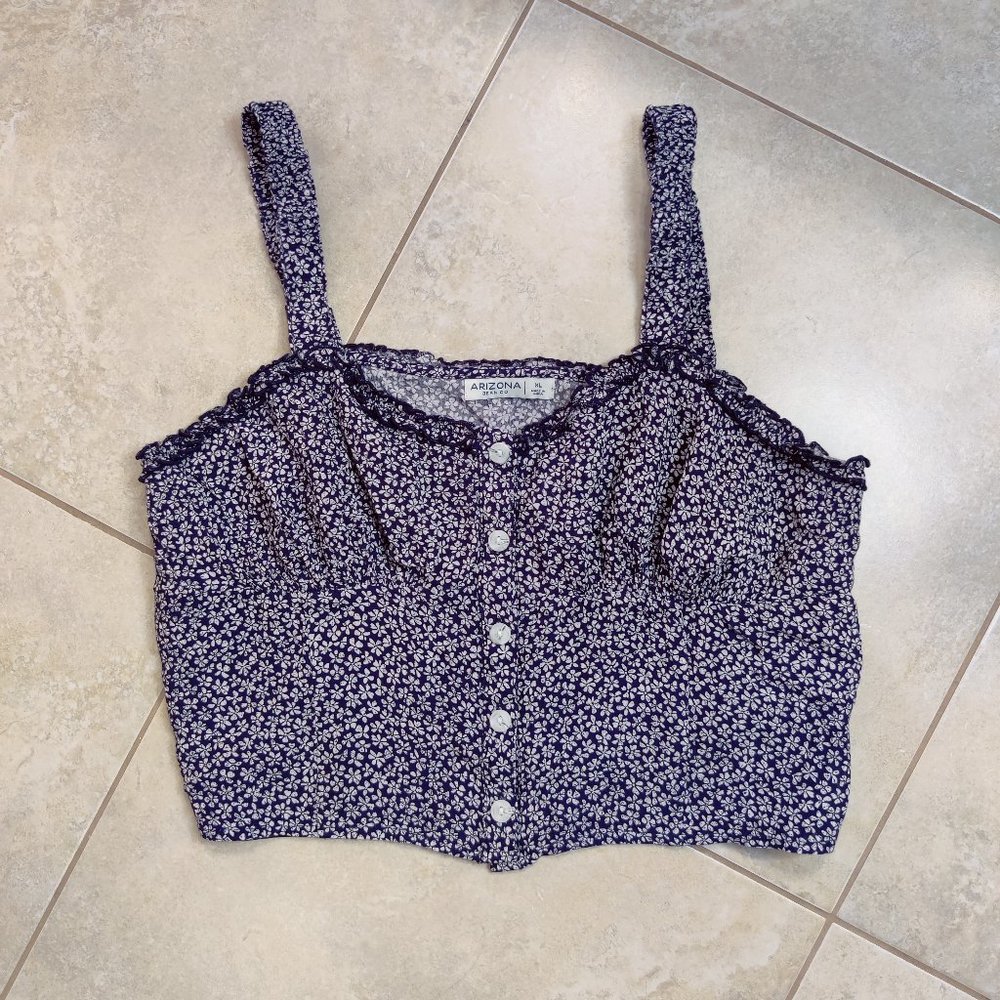 💎✨ Blue Floral Crop Top - Picture 2 of 4